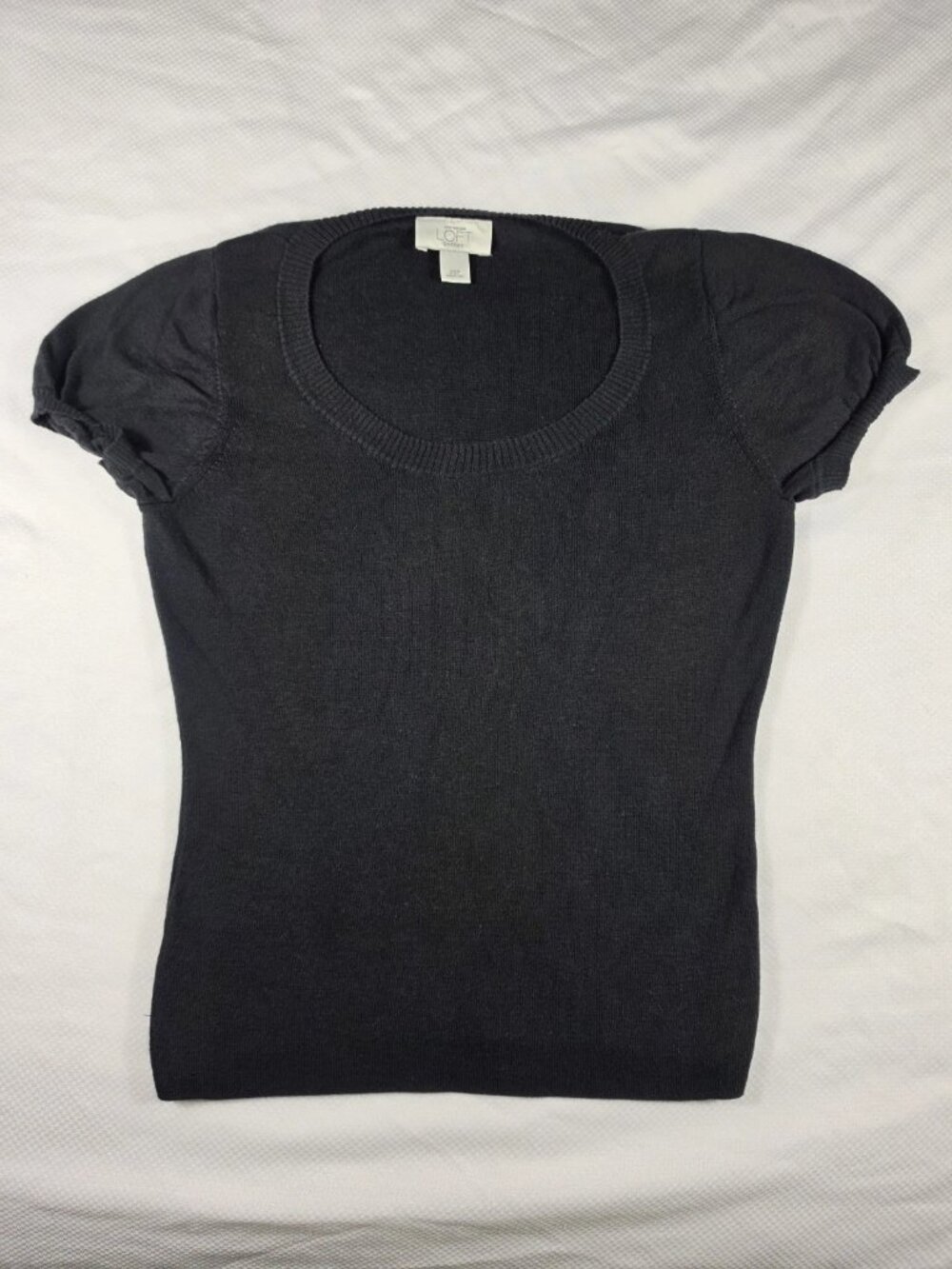 Ann Taylor LOFT Women’s Black Puff Sleeve 100% Cotton Petites XSP EUC